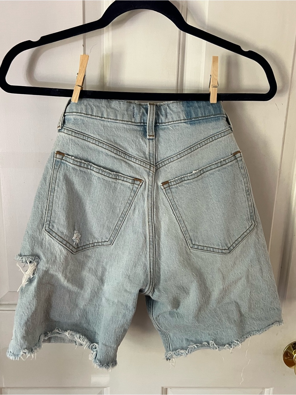 Abercrombie & Fitch Faded Blue High-Rise Cutoff Denim Shorts - Picture 2 of 3